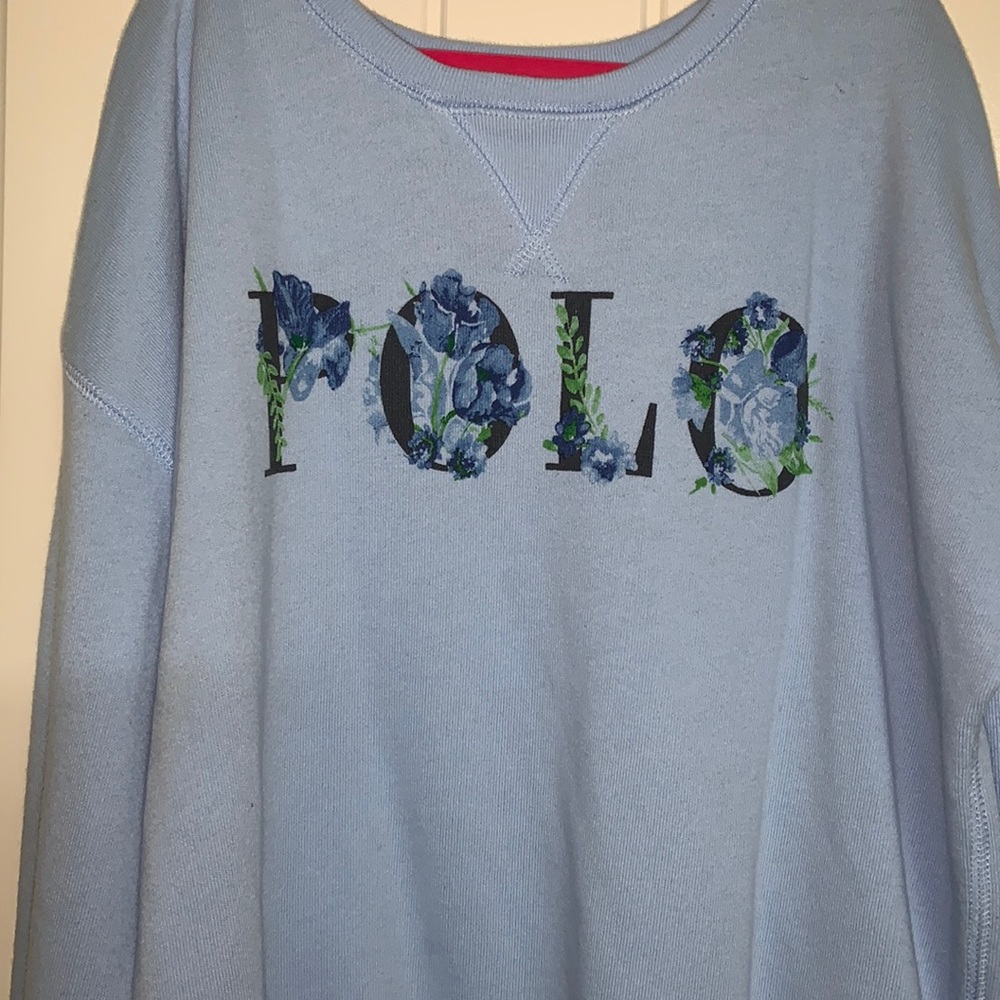 Blue Floral Polo shirt.